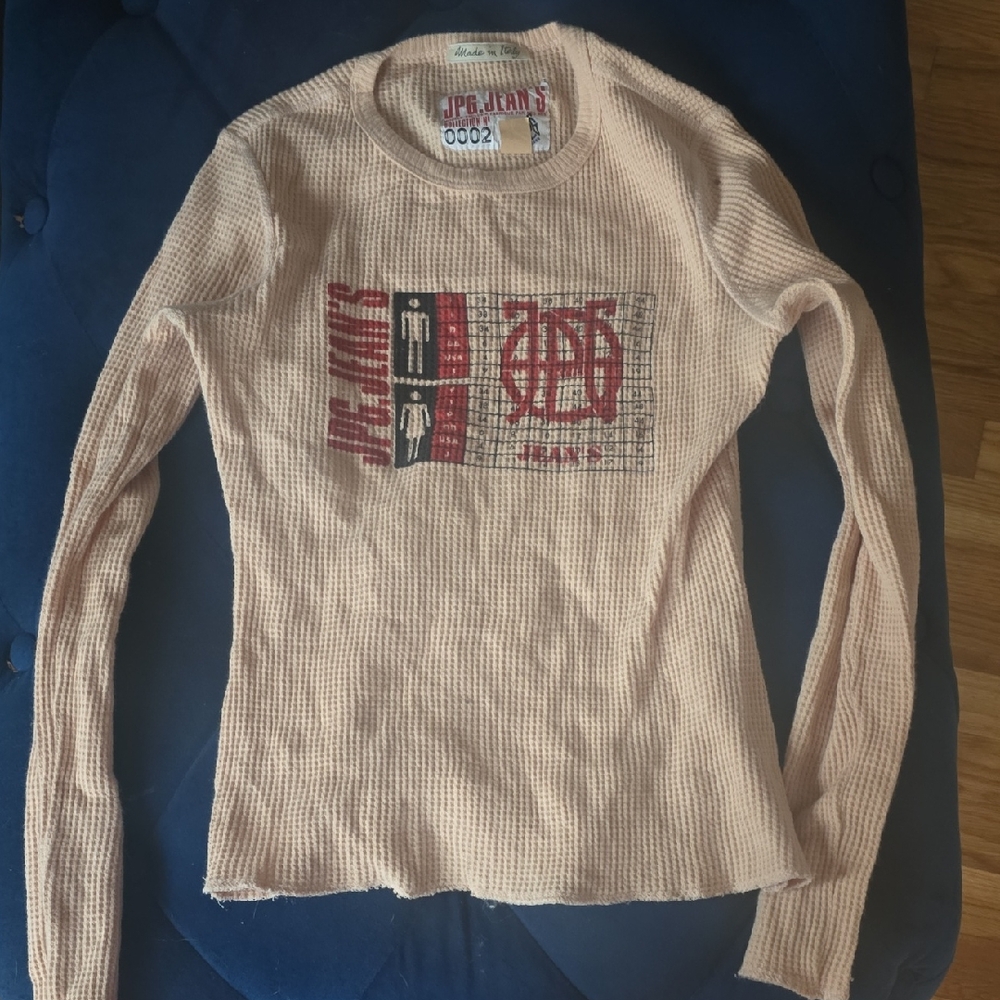 Jean Paul Gaultier Graphic Cream Long Sleeve Top